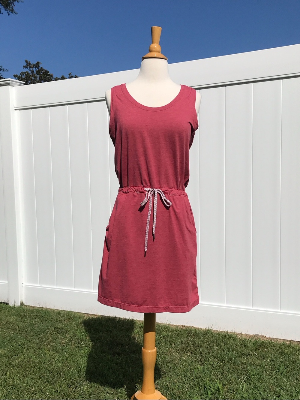 ® Soft Dress in Sierra Heather Red - Midi Dress with Pockets Drawstring Waist S